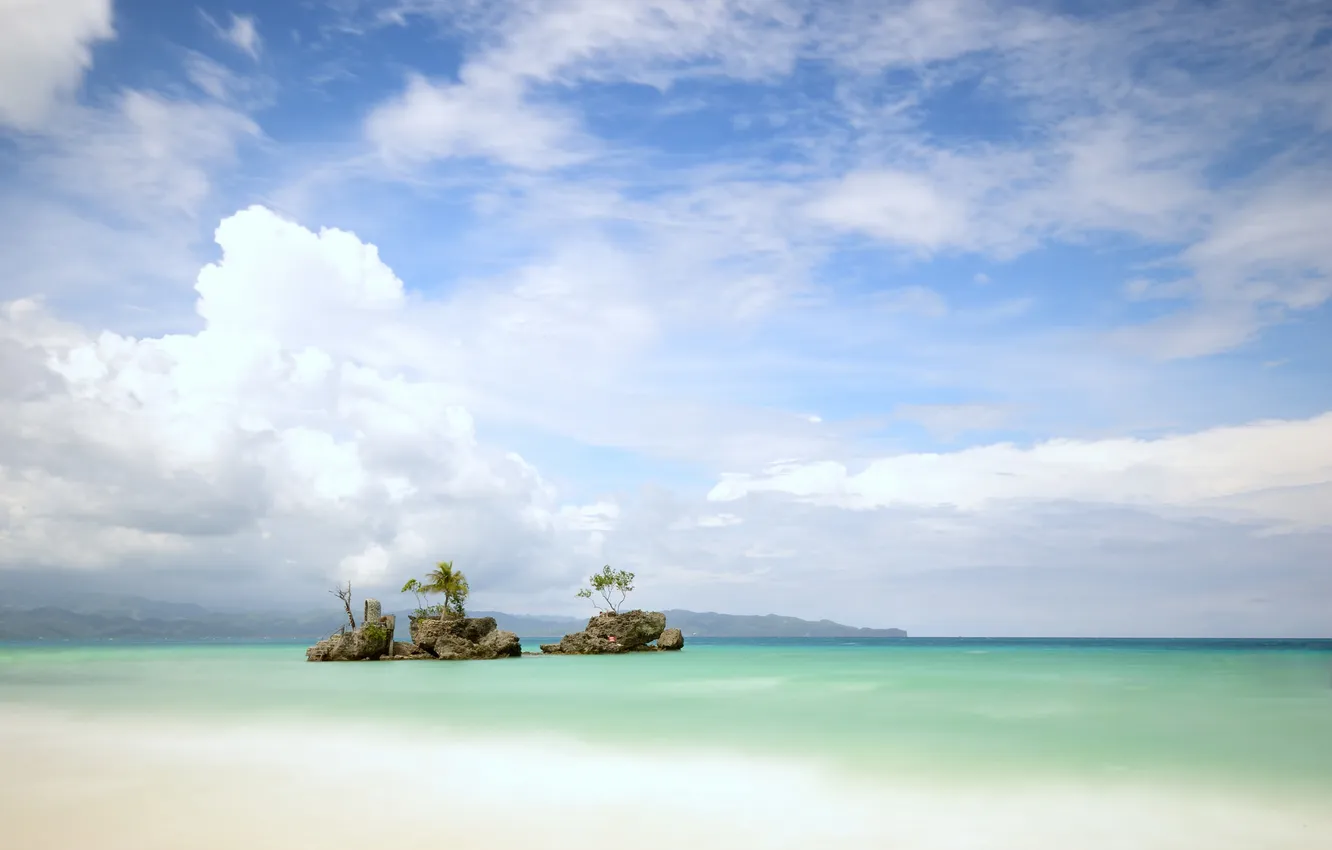 Photo wallpaper sea, beach, trees, nature, tropics, island