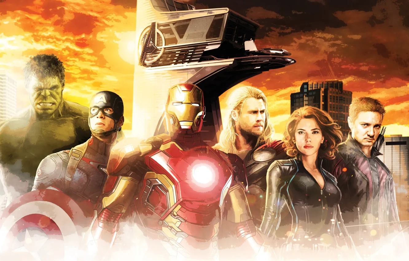 Photo wallpaper Hulk, iron man, Hulk, Iron Man, Marvel, Captain America, Captain America, Thor