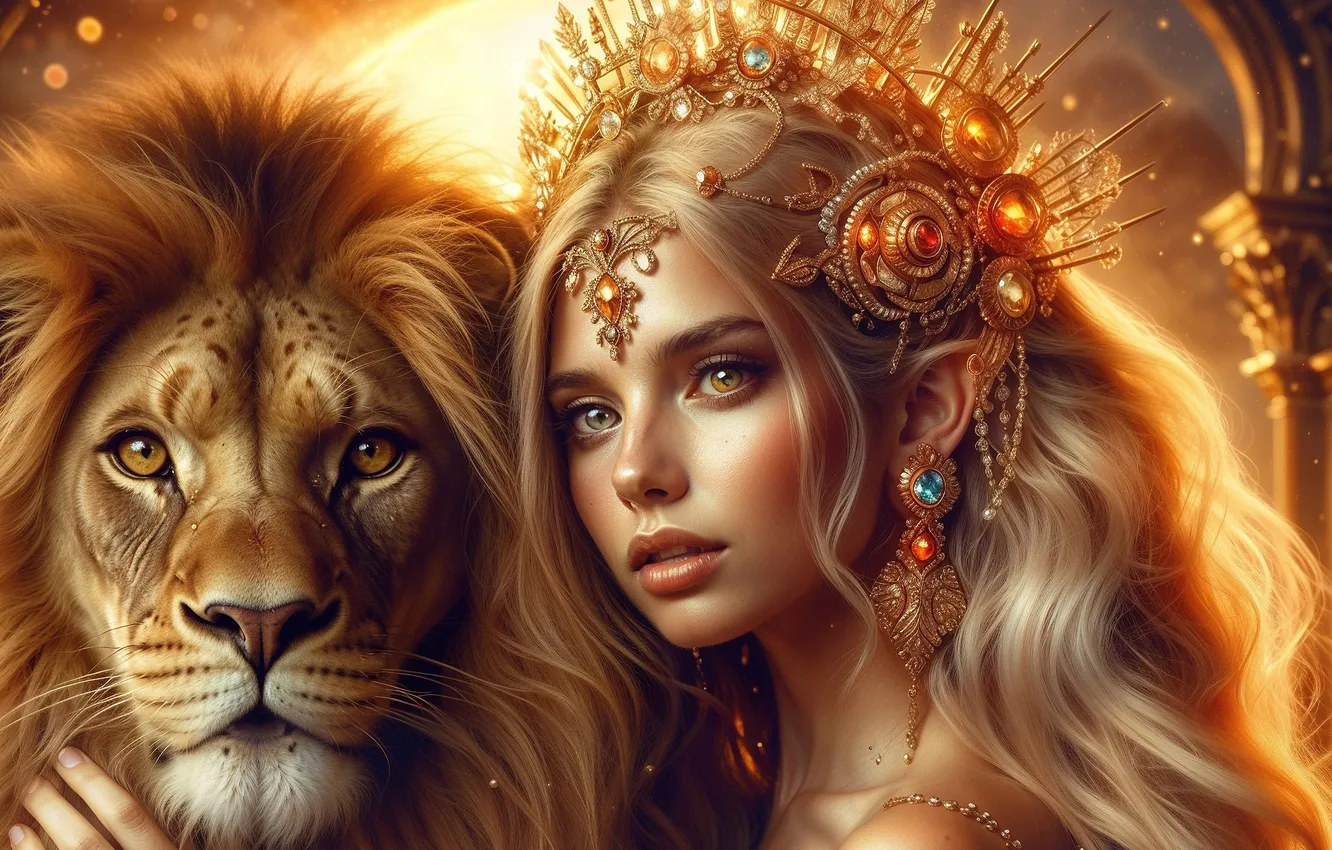 Photo wallpaper girl, decoration, elf, portrait, Leo