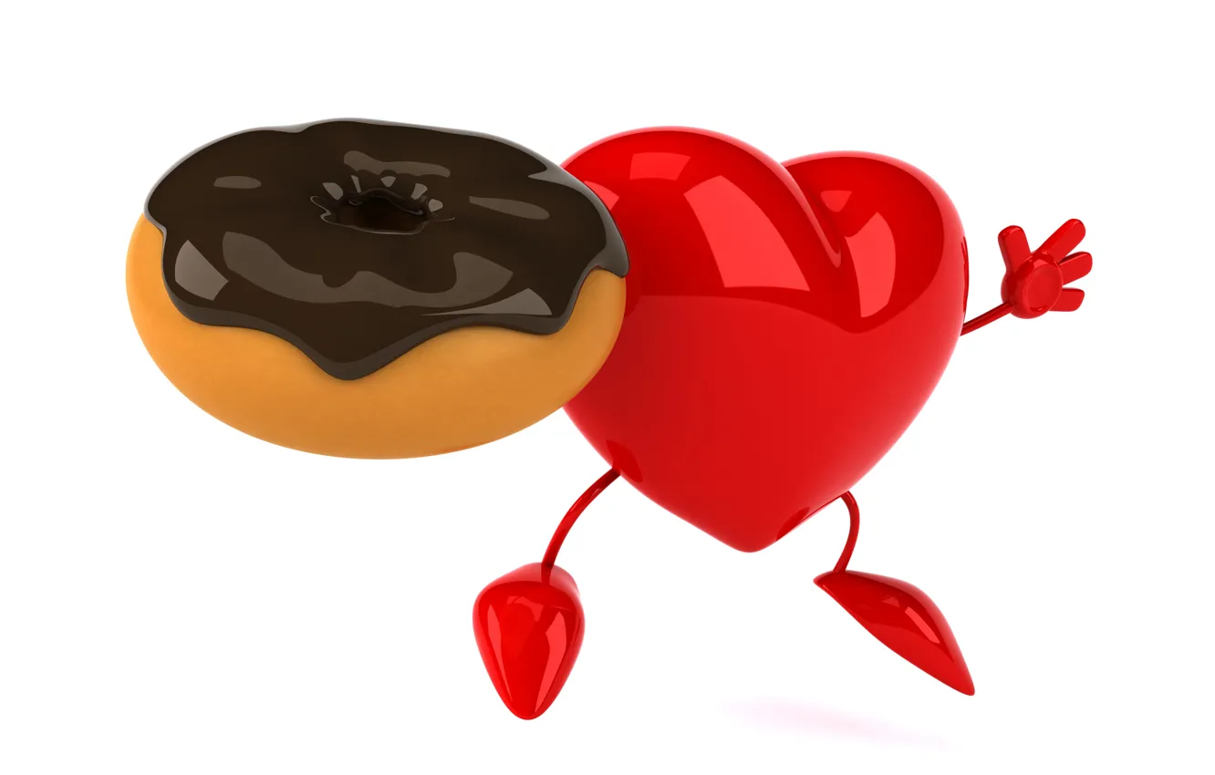 Photo wallpaper heart, donut, heart, funny, rendering, donut