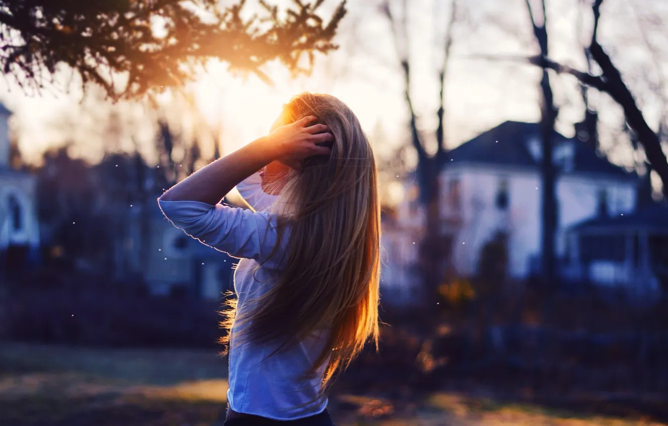 Photo wallpaper girl, hair, blonde