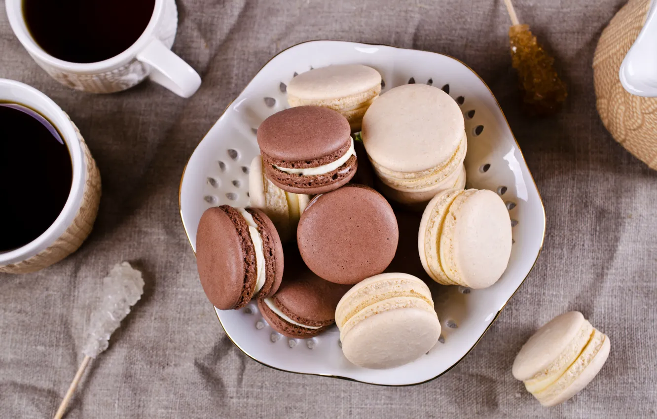 Photo wallpaper coffee, cookies, Cup, cream, dessert, cakes, sweet, coffee cup