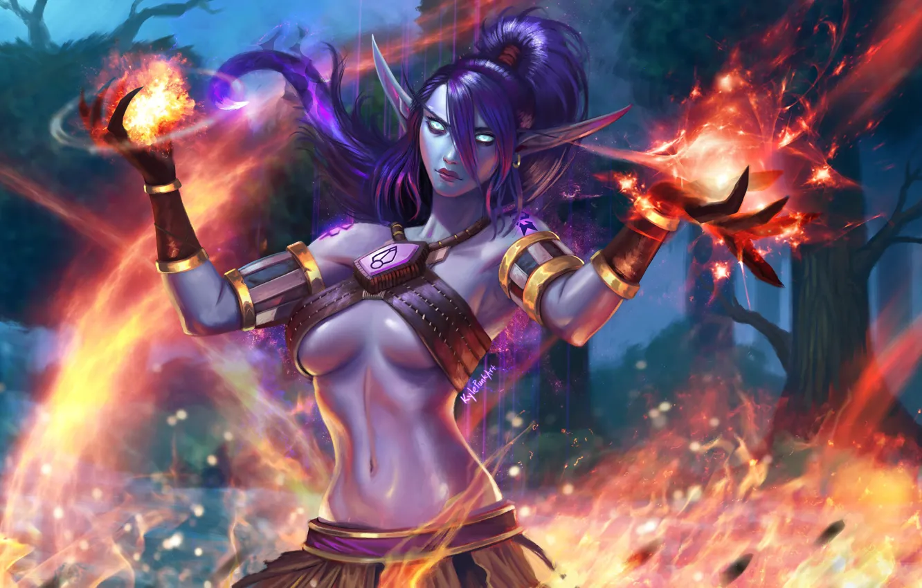 Photo wallpaper lights, flame, magic, elf, fire, flame, magic, Blizzard