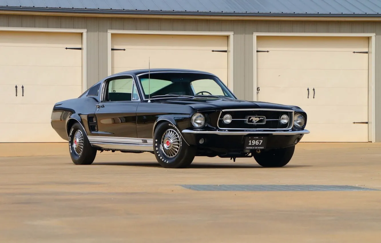 Photo wallpaper Ford Mustang, Black, 1967, Fastback, Classic car