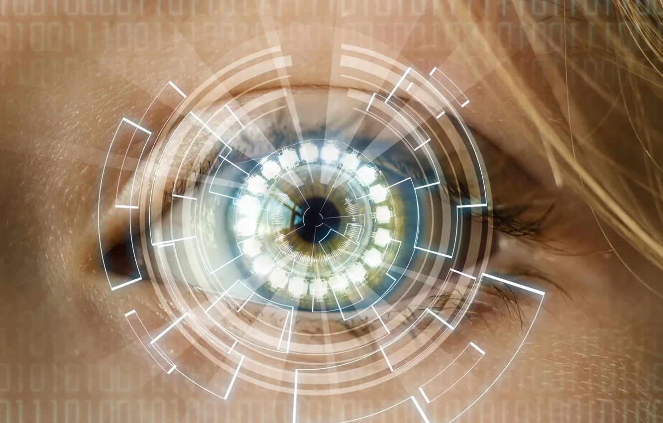 Photo wallpaper eyes, look, technology, the pupil, closeup, Modernity