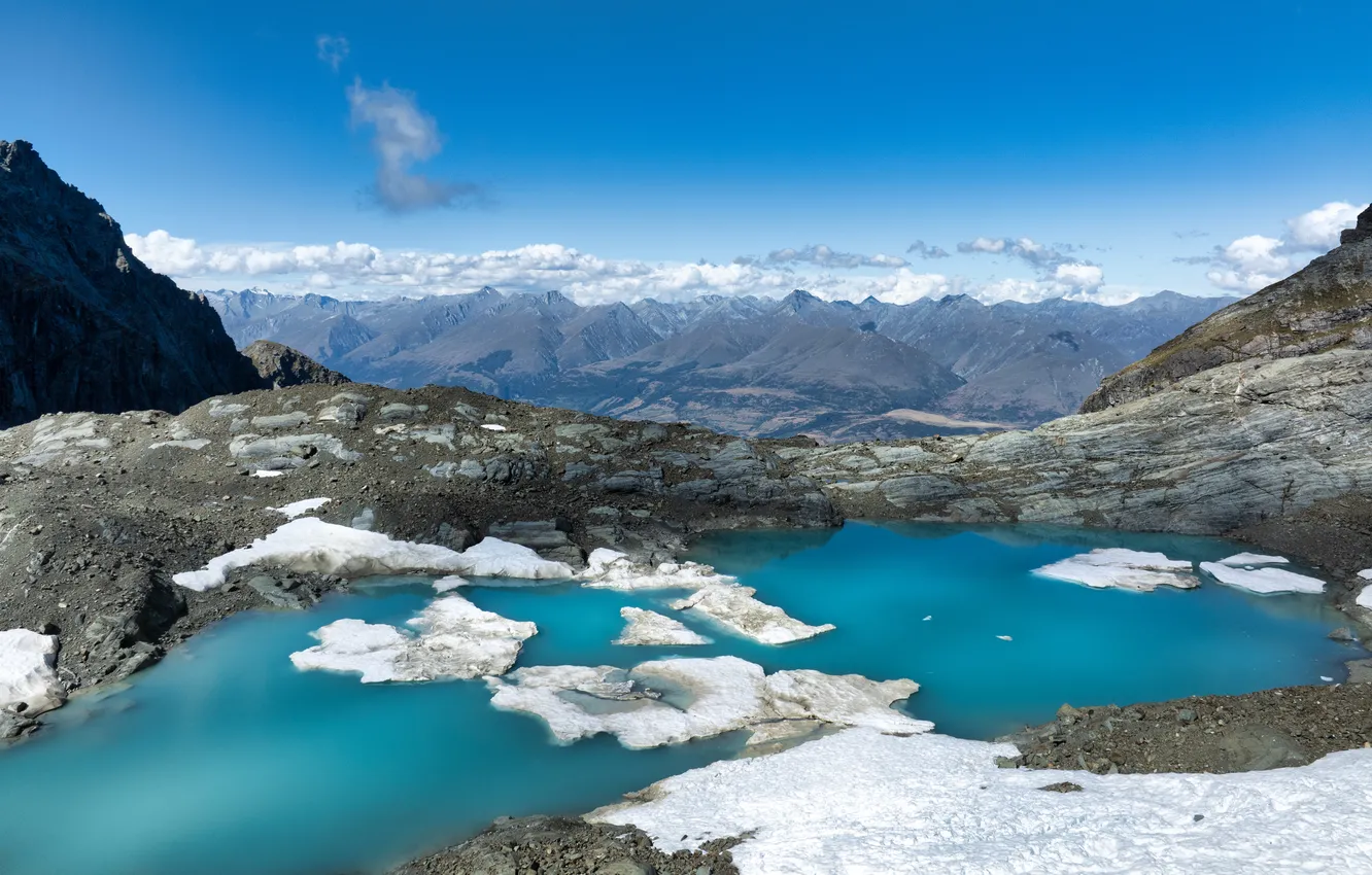 Photo wallpaper mountains, lake, New Zealand