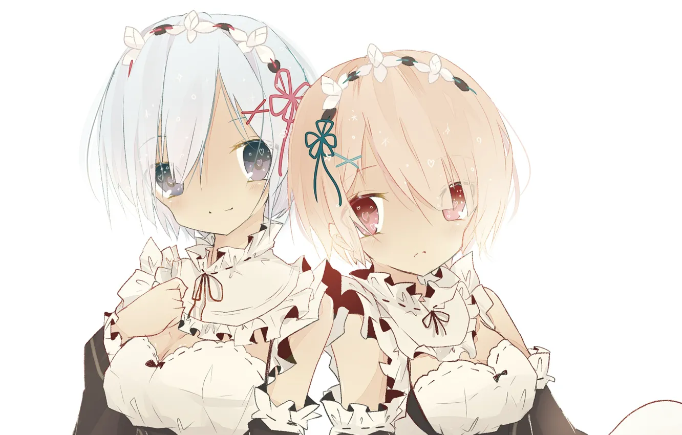 Photo wallpaper girl, maids, RAM, re zero kara hajime chip isek or seikatsu, From scratch, REM