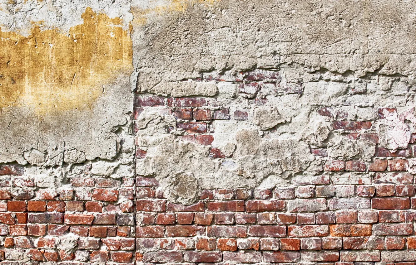 Photo wallpaper wall, Red, yellow, bricks, pattern, rust