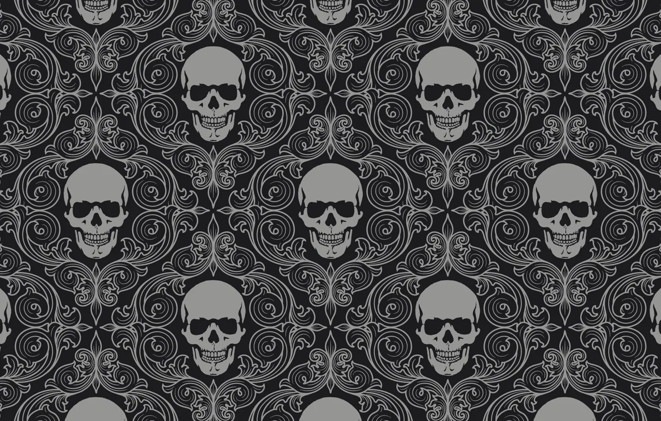 Photo wallpaper sake, background, gray, skull tiles