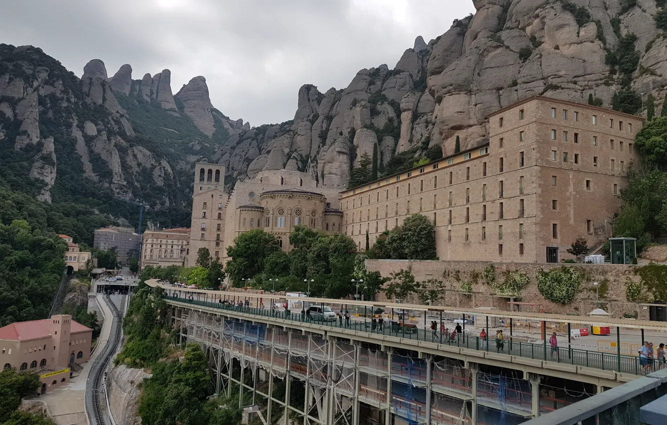 Photo wallpaper mountain, the monastery, spain, Montserrat, Montserrat