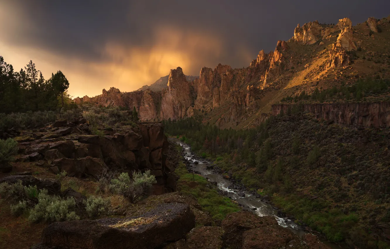 Photo wallpaper river, Oregon, canyon, USA, The Canyon, river Crooked, national Park, Smith Rock