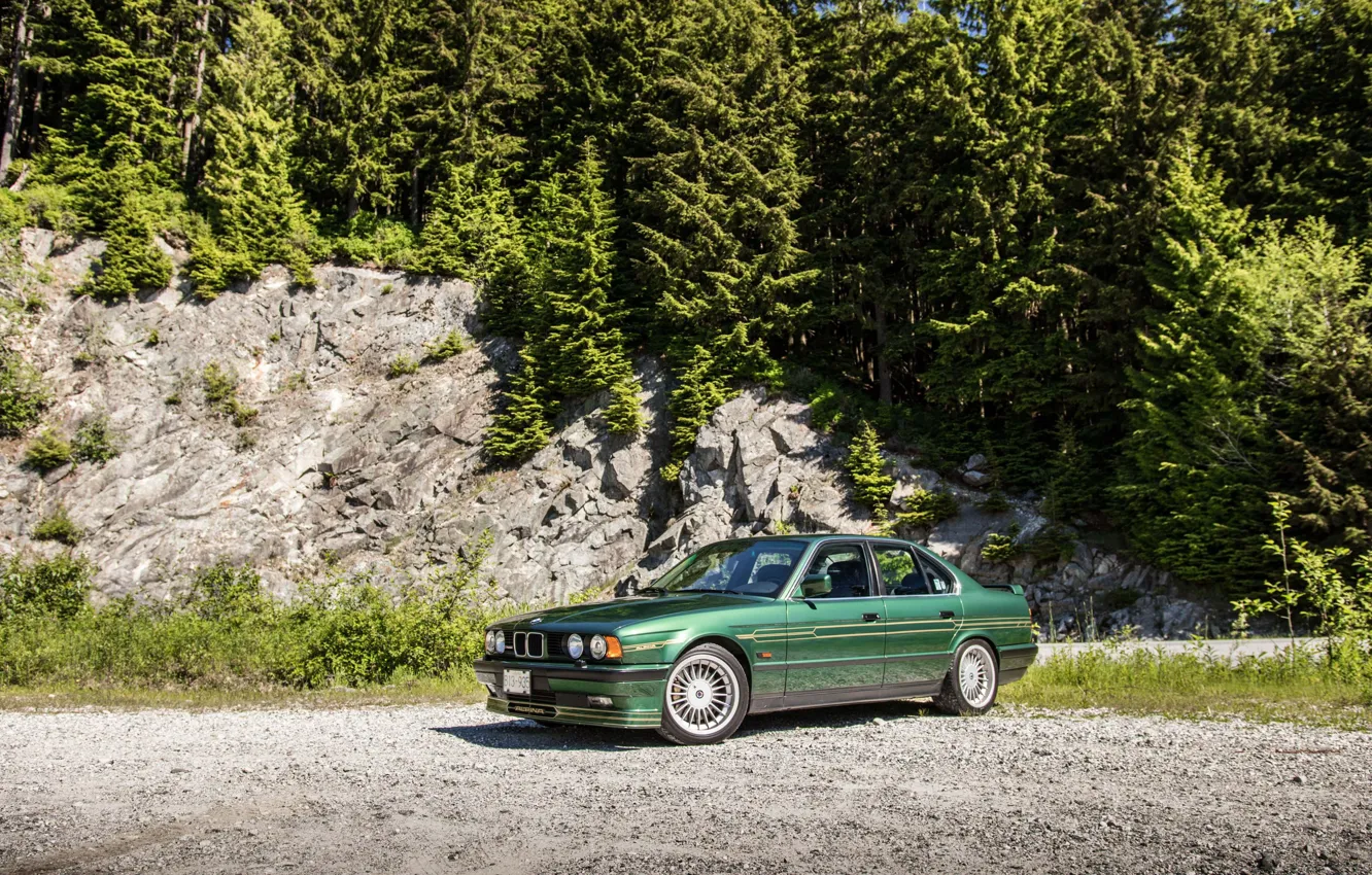 Photo wallpaper green, BMW, Front, E34, Alpina, Bi-Turbo, ALPINA B10