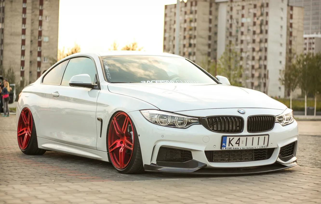 Photo wallpaper bmw, turbo, red, white, tuning, power, germany, low