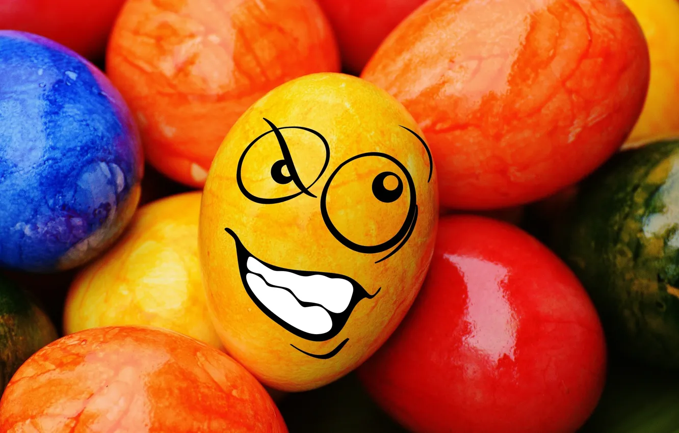 Photo wallpaper colorful, smile, Easter, rainbow, Easter, eggs, funny, decoration