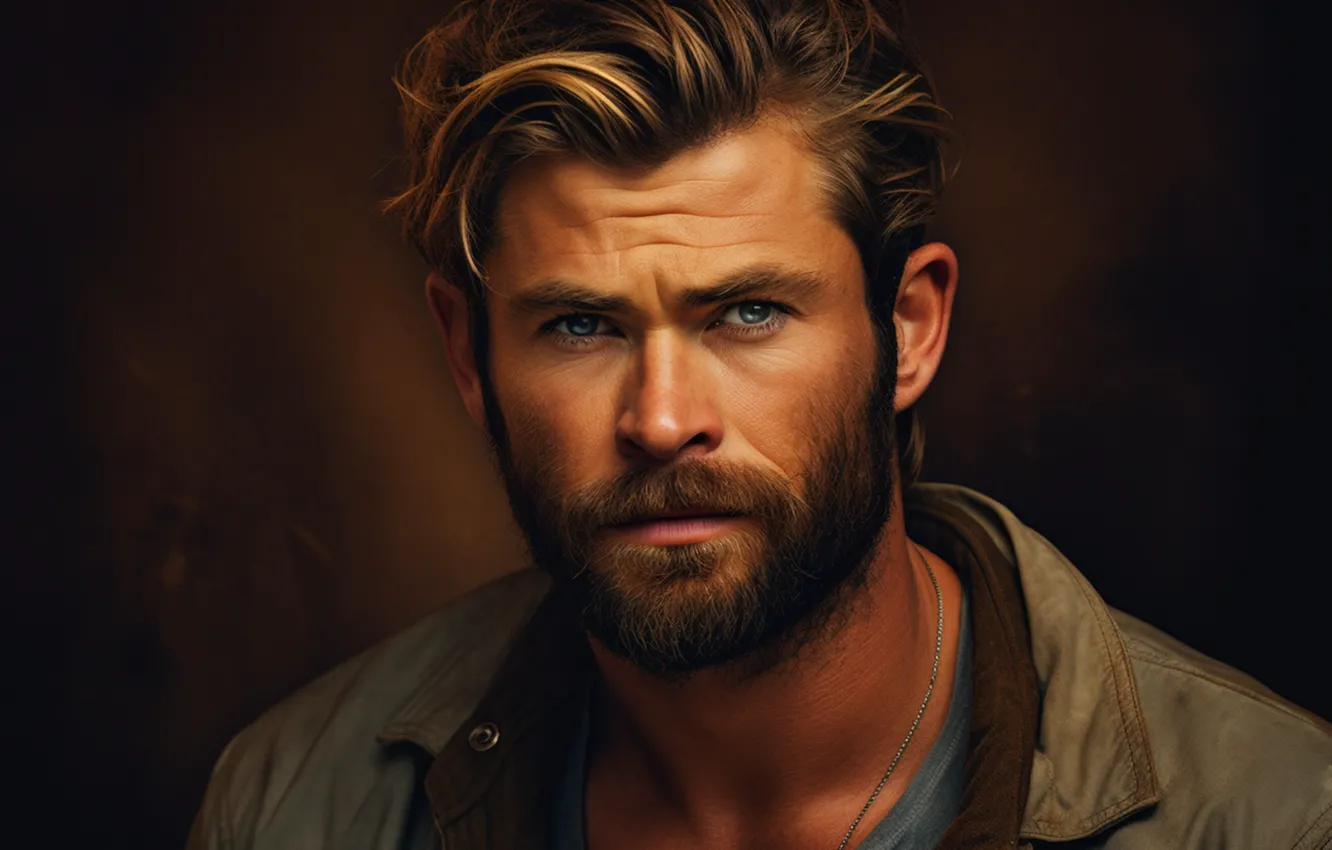 Photo wallpaper mustache, look, face, the dark background, portrait, jacket, actor, male