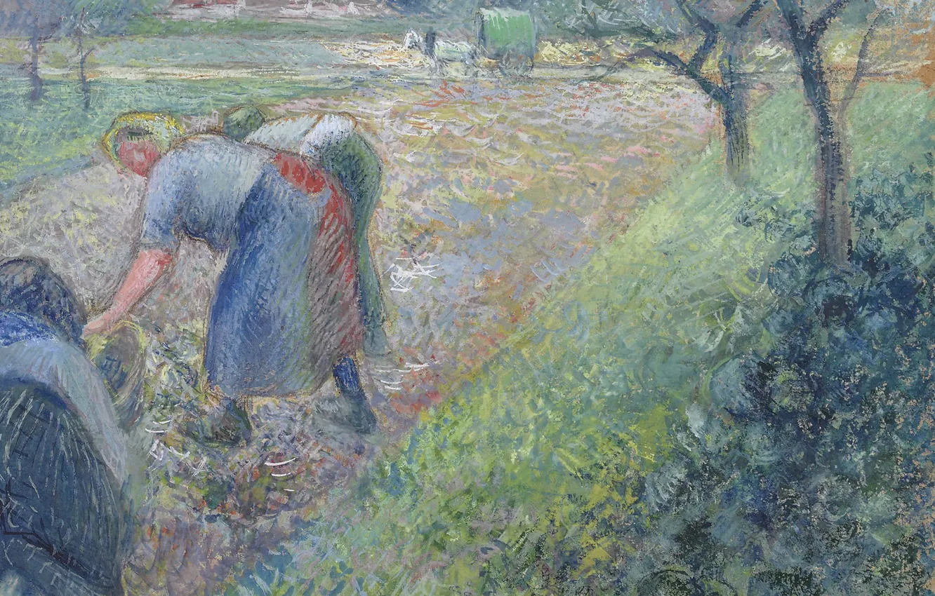 Photo wallpaper picture, genre, Camille Pissarro, Peasants at Work. PONTOISE