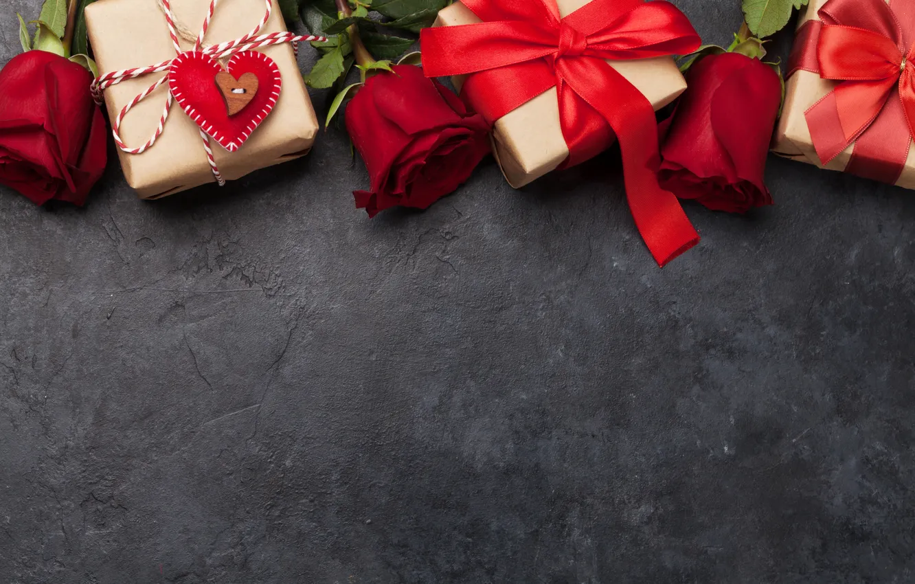 Photo wallpaper love, flowers, gift, romance, roses, hearts, love, Valentine's day