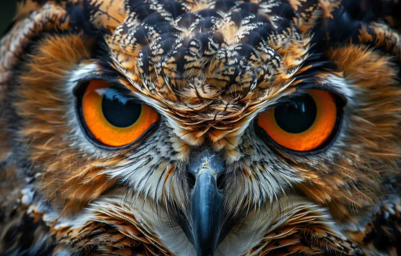 Photo wallpaper Predator, owl, Eyes
