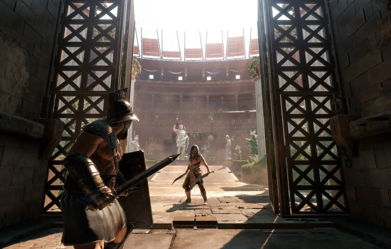 Photo wallpaper weapons, gate, arena, Colosseum, gladiators, Ryse: Son of Rome