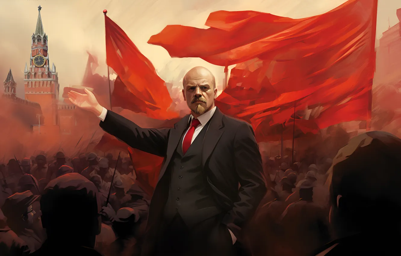 Photo wallpaper The Kremlin, USSR, communism, Stalin, socialism, the leader, Engels, Vladimir Lenin