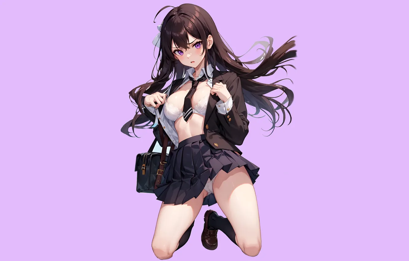 Photo wallpaper kawaii, girl, hot, sexy, bra, school uniform, panties, anime