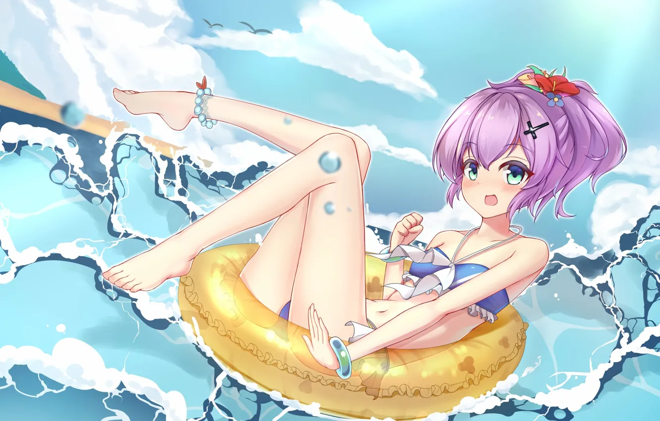 Photo wallpaper girl, sexy, ass, cleavage, beach, legs, sea, boobs