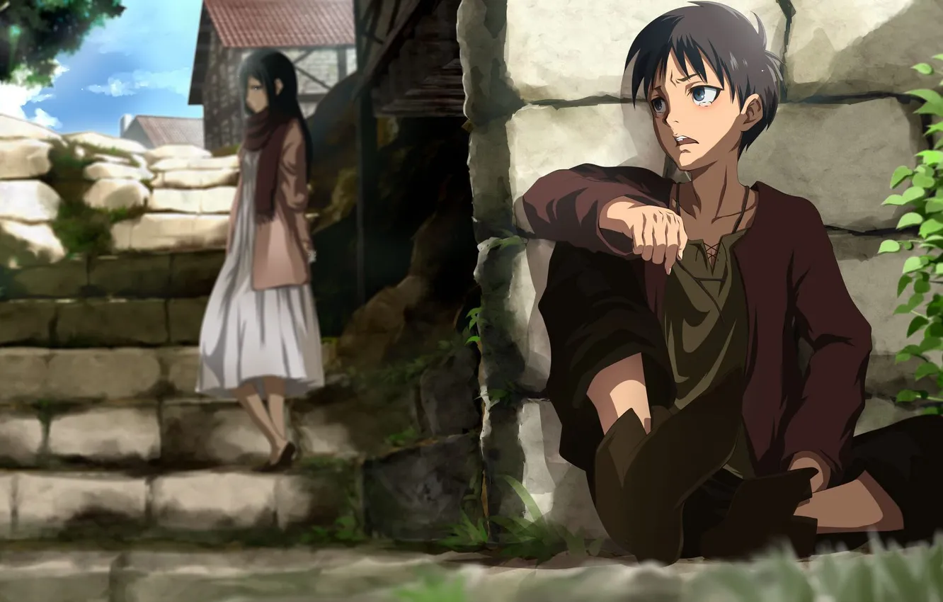 Photo wallpaper the sky, home, stage, Attack on Titan, Mikasa, Attack Of The Titans