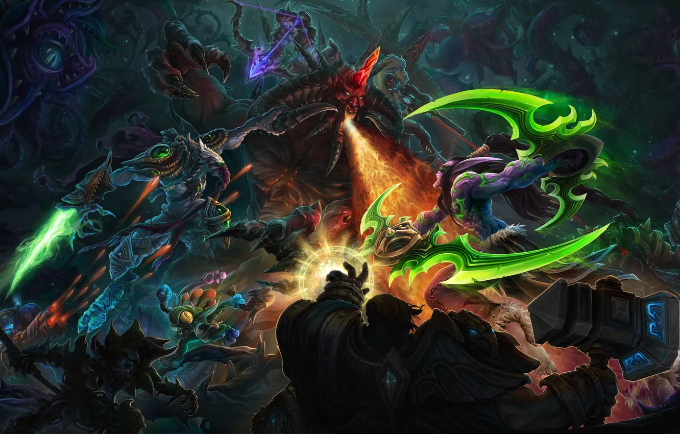 Photo wallpaper starcraft, diablo, warcraft, Zeratul, Sylvanas, Thrall, Heroes of the Storm, illidan stormrage