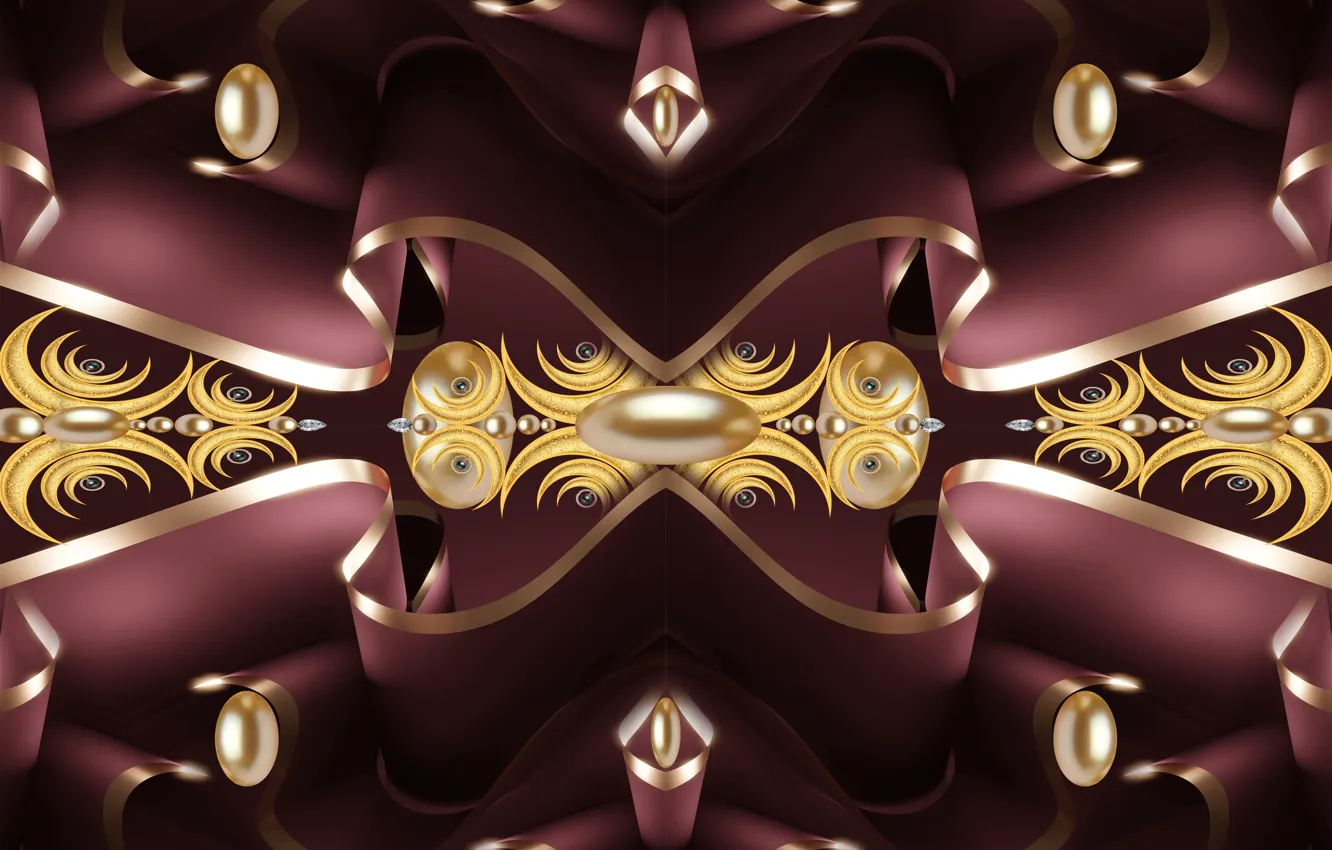 Photo wallpaper gold, design, brown, pattern