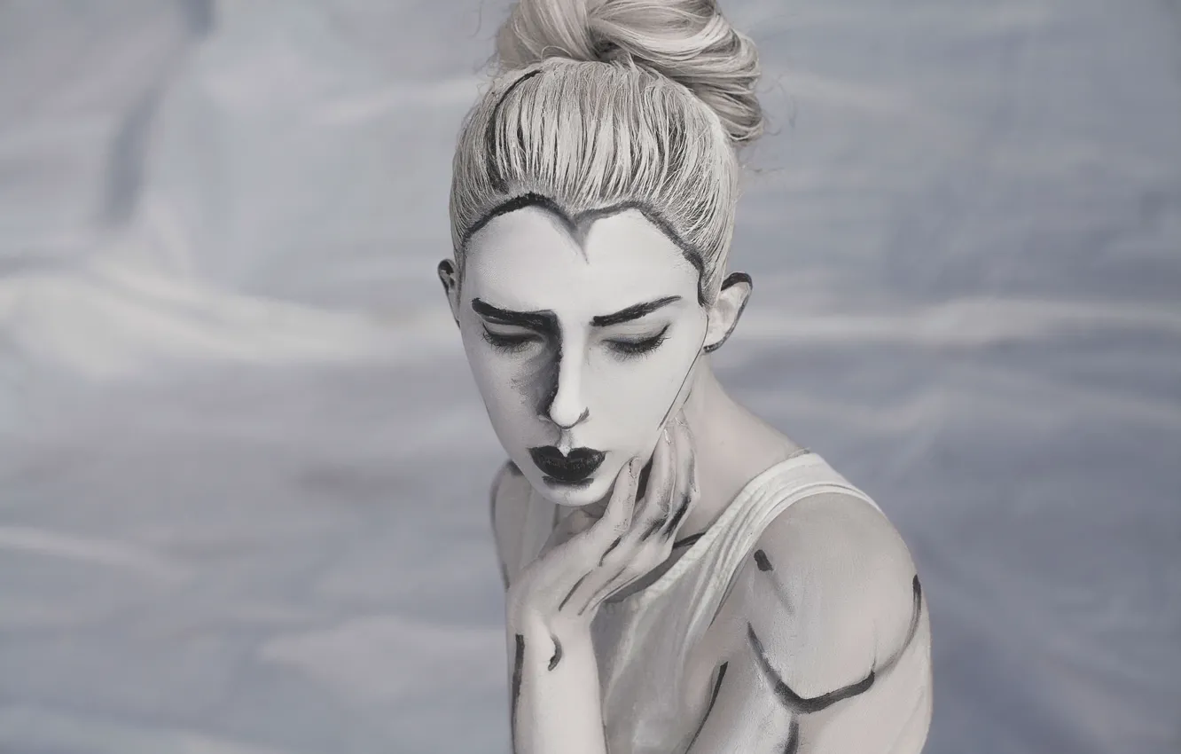 Photo wallpaper girl, style, mask