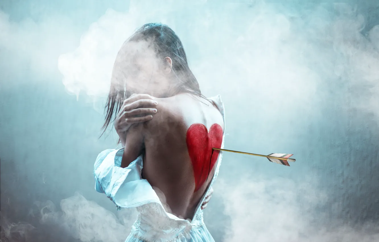 Photo wallpaper girl, heart, arrows