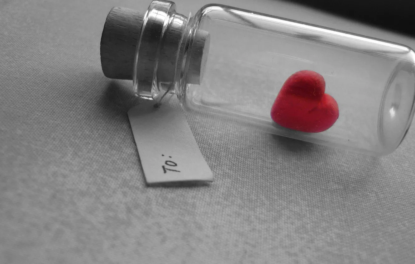 Photo wallpaper bottle, heart, heart, bubble, bottle, caught