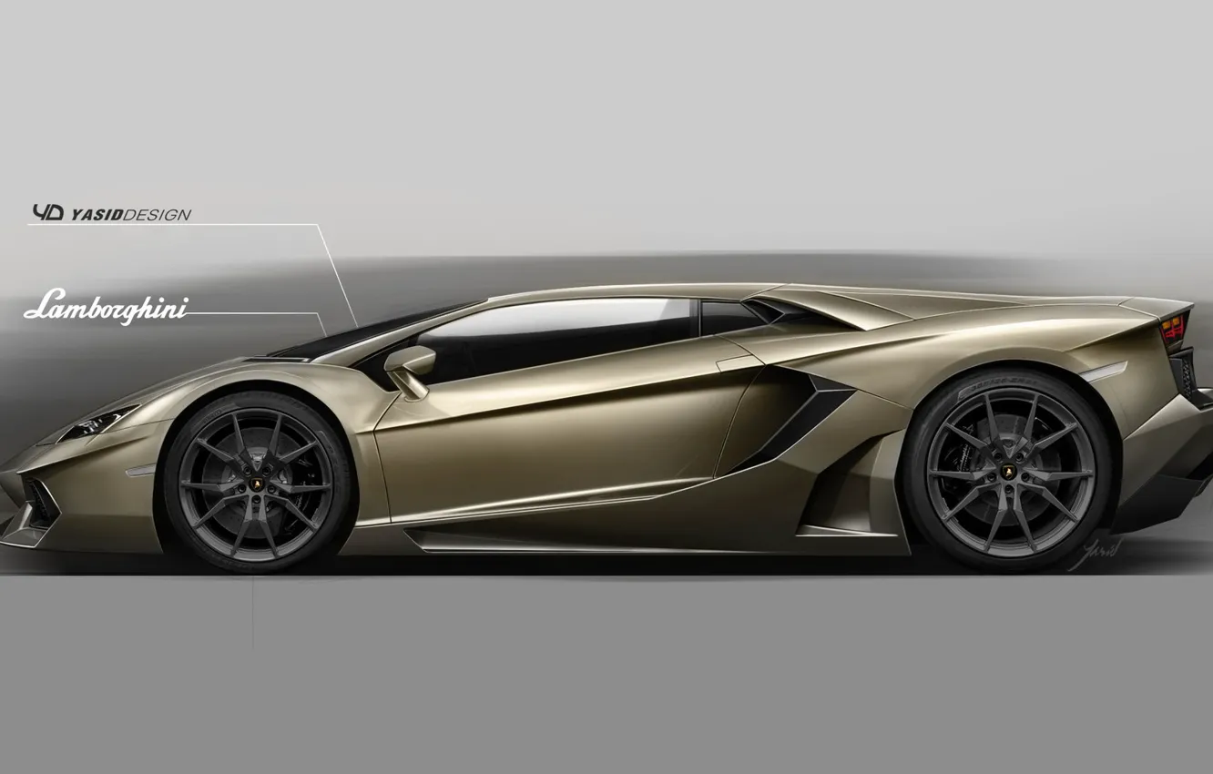 Photo wallpaper car, machine, auto, rendering, background, figure, Lamborghini, art