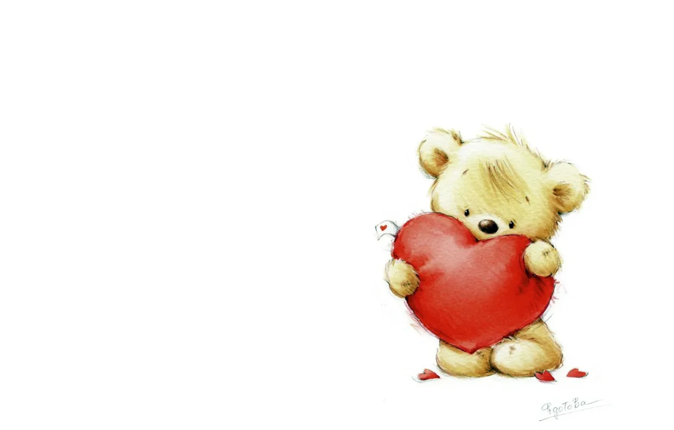 Photo wallpaper gift, heart, art, bear, children's, Marina Fedotova