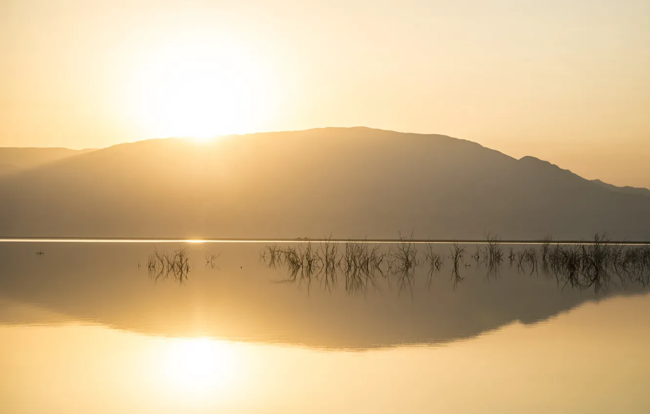 Photo wallpaper light, sunset, lake