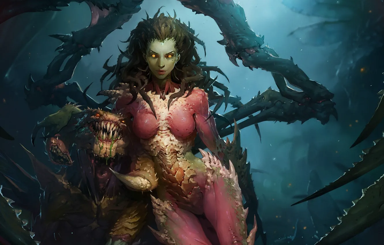 Photo wallpaper girl, wings, monster, art, starcraft, sarah kerrigan, LD Austin