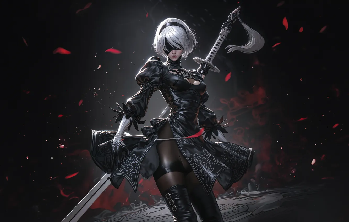 Photo wallpaper games, warrior, Automata