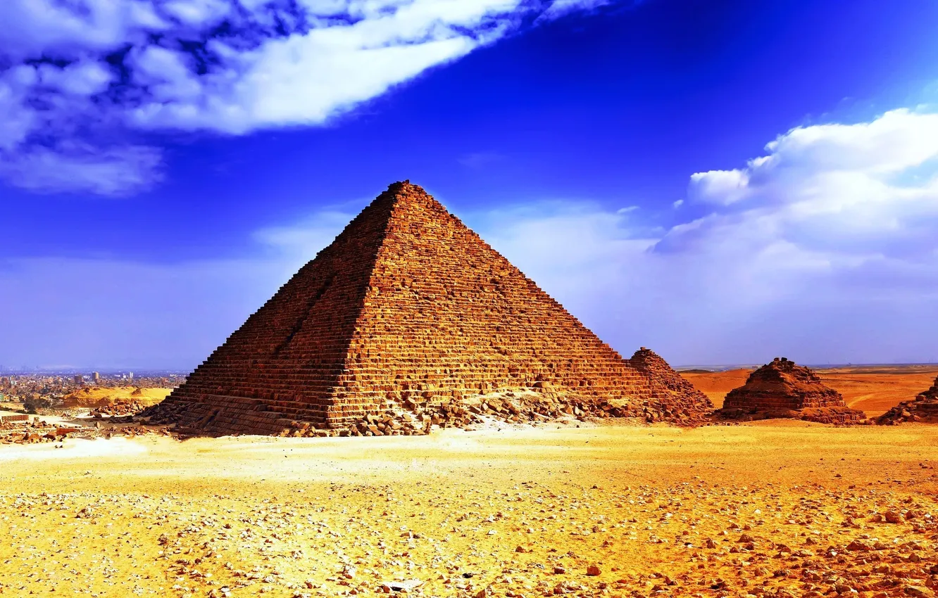 Photo wallpaper sand, the sun, desert, heat, pyramid, Egypt
