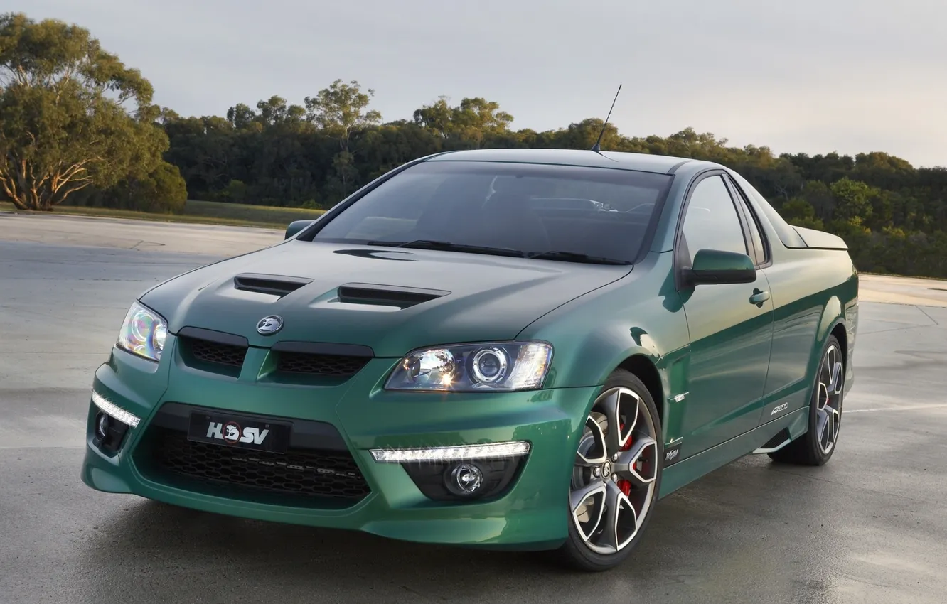 Photo wallpaper the sky, trees, green, supercar, pickup, Vauxhall, VXR8, the front