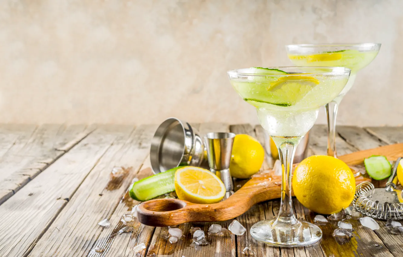 Photo wallpaper ice, lemon, glass, cocktail, drink, Bondarenko Rimma