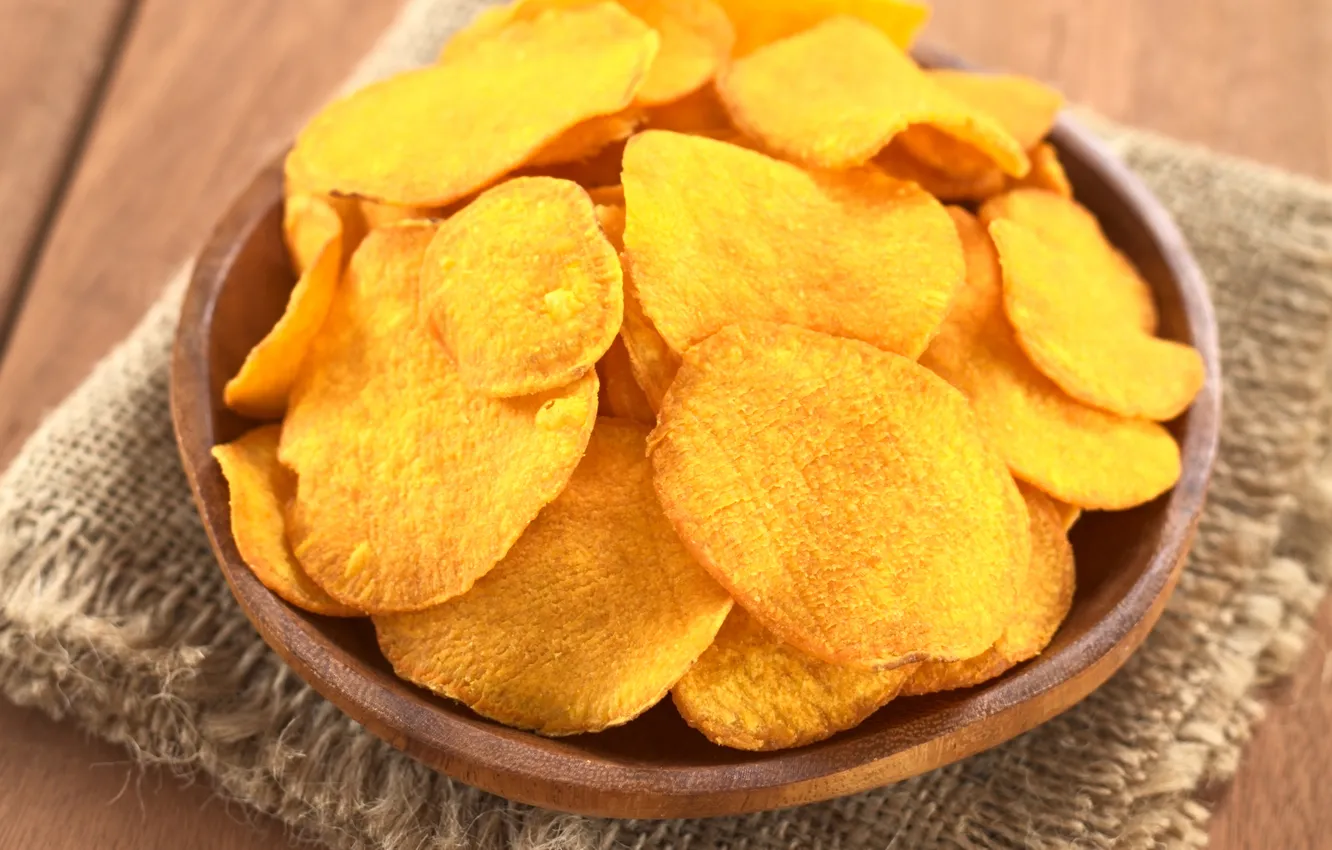 Photo wallpaper slices, chips, potatoes