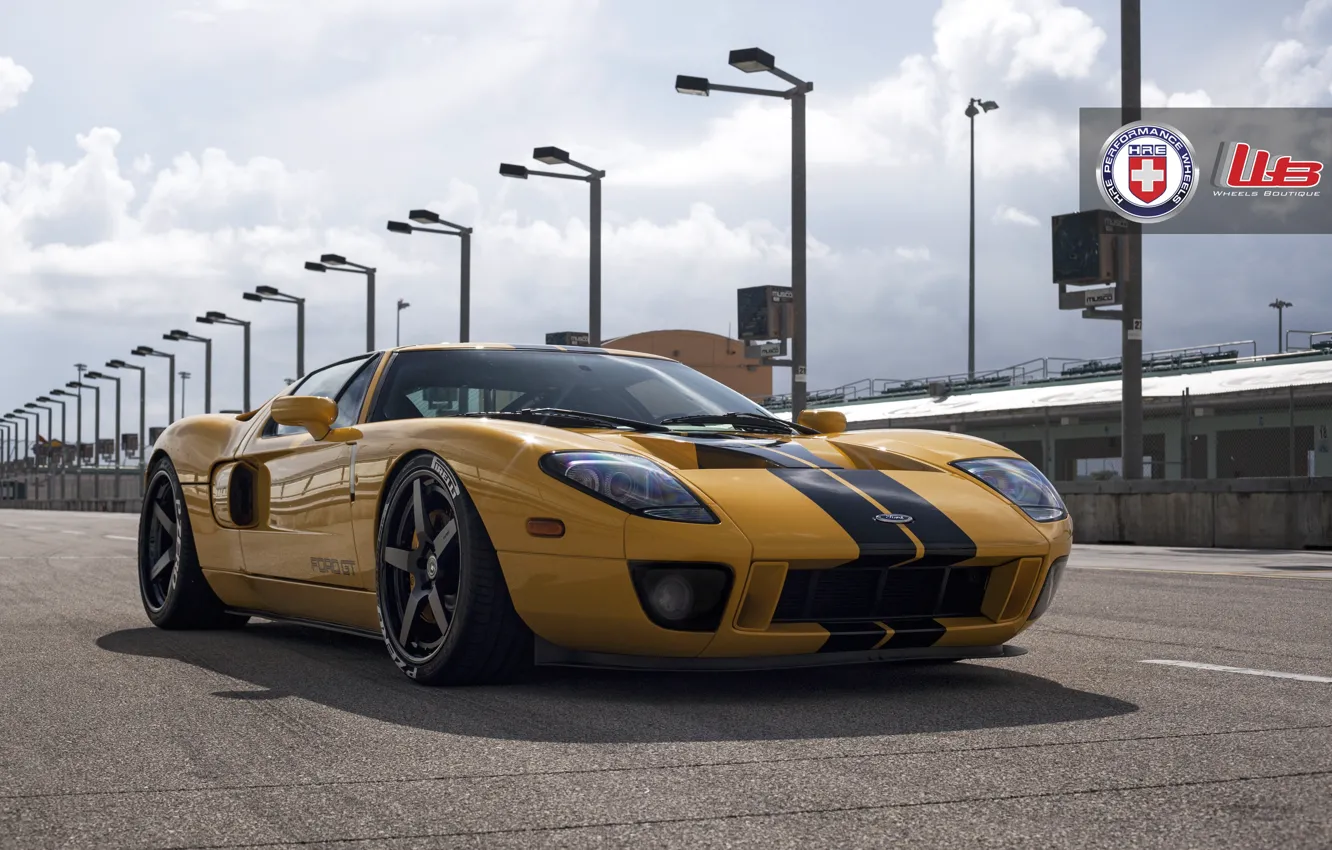 Photo wallpaper Ford, yellow, hre, gt