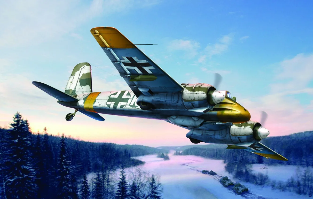 Photo wallpaper war, art, painting, WW2, german aircraft, hs 129