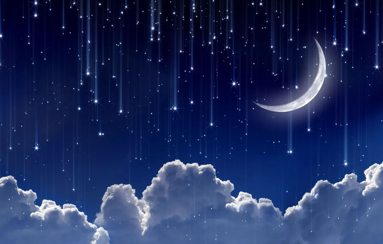 Photo wallpaper the sky, space, stars, clouds, night, lights, background, widescreen