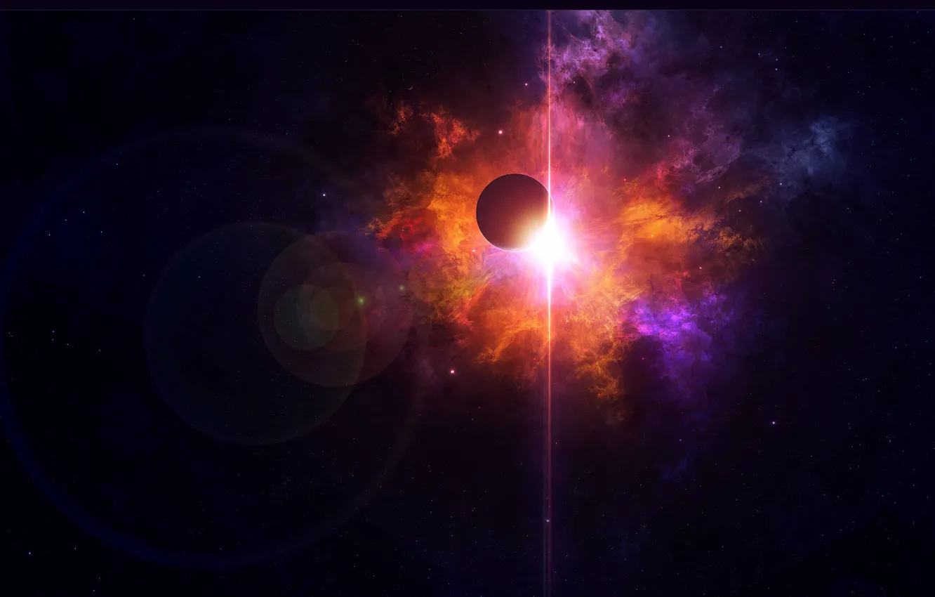Photo wallpaper space, star, planet, space, light, star, planet