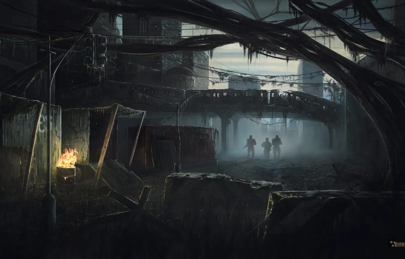 Photo wallpaper the city, train, postapokalipsis, survivors, Survarium, desolation, Vostok Games, gloomy atmosphere