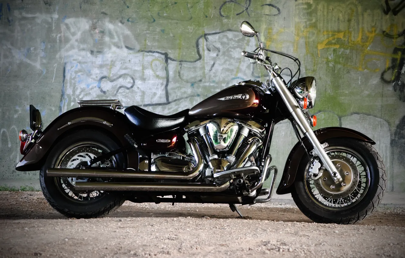 Photo wallpaper design, motorcycle, bike, Yamaha, XV1600, Wildstar