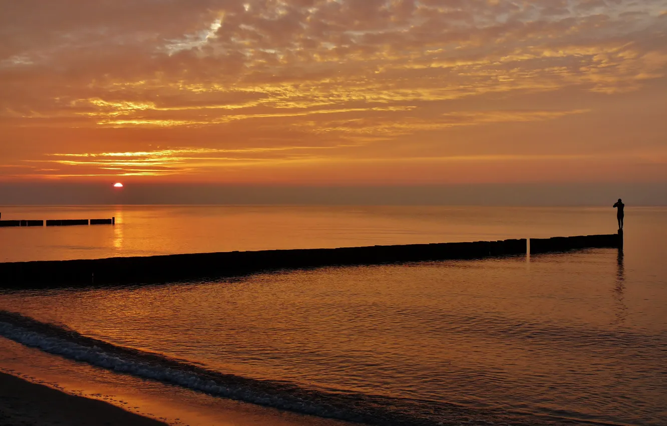 Photo wallpaper sea, sunset, sea, sunset