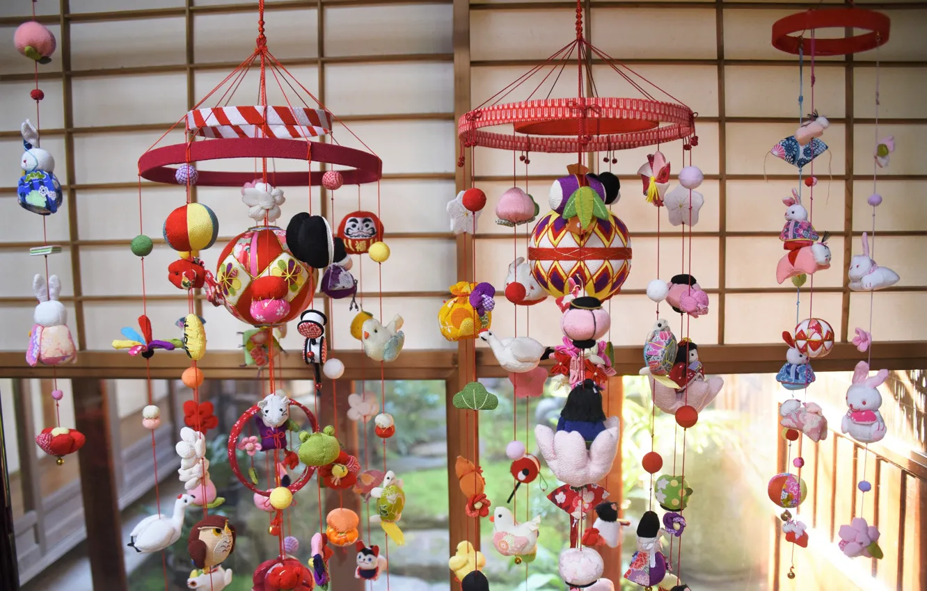 Photo wallpaper decoration, toys, Japanese motifs