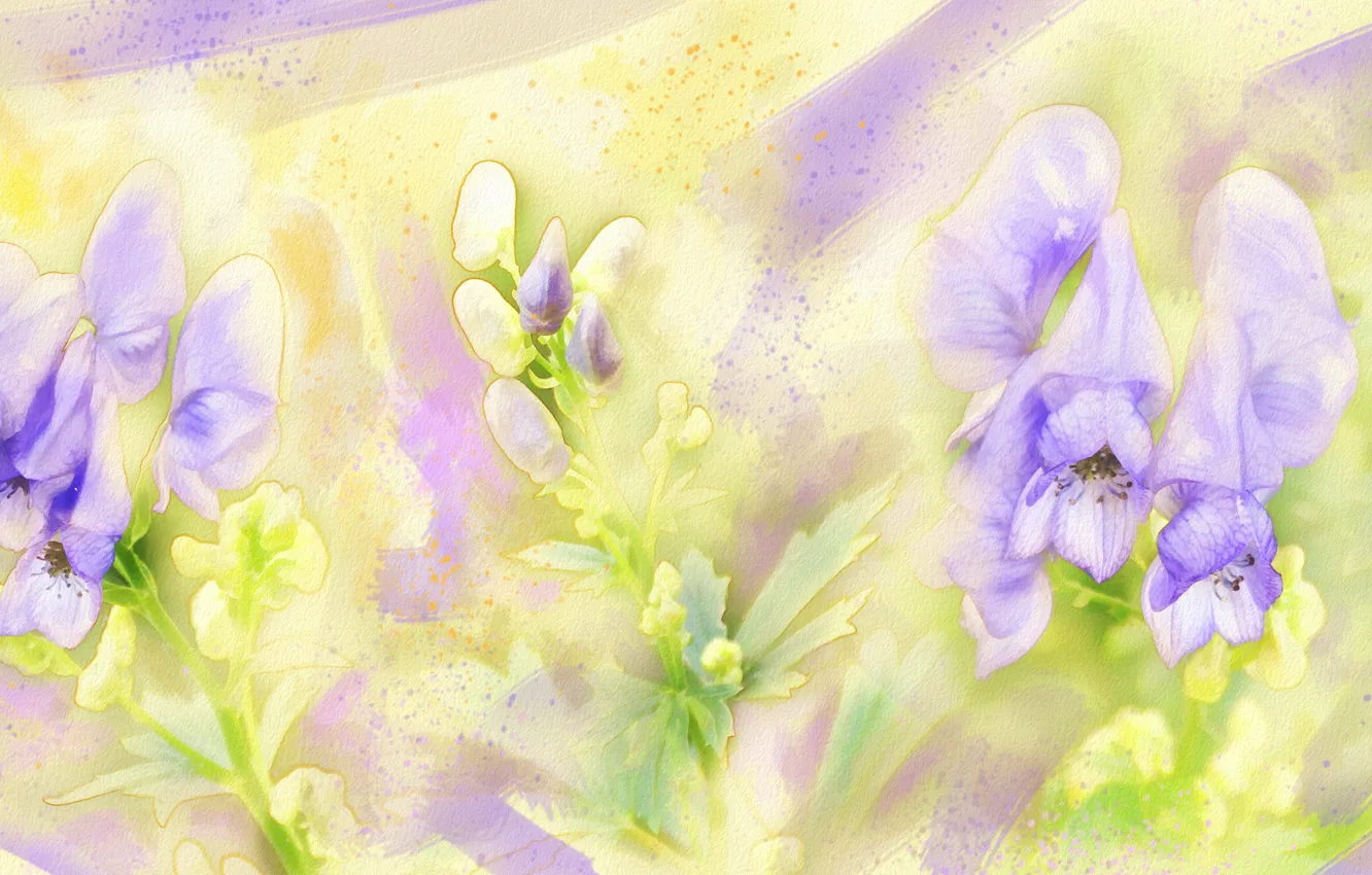 Photo wallpaper flowers, green, background, lilac, figure, graphics, treatment, picture